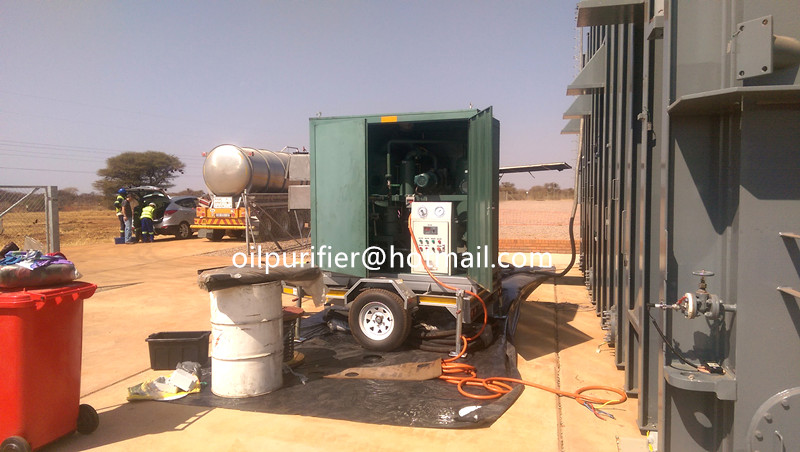 Mobile Trailer Wheel Mounted Vacuum Transformer Oil Filtration Plant in South Africa