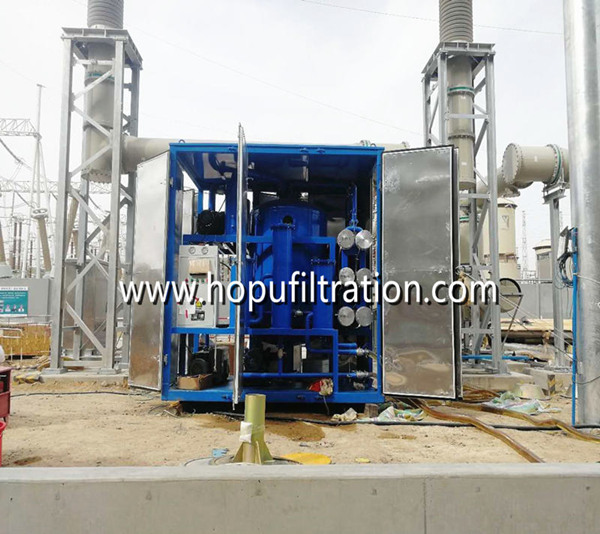 Vacuum Transformer Oil Filtration Plant with upward enclosure cabinet in Malaysia