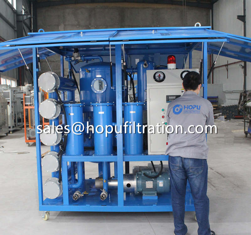 Pneumatic support enclosure type transformer oil purifier