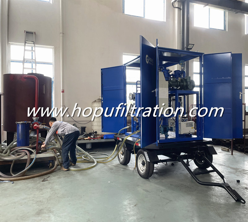 Double-Axle Mounted Enclosed Vacuum Dehydration Transformer Oil Purifier With Mobile Trailer