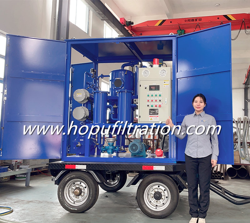 Double-Axle Mounted Enclosed Vacuum Dehydration Transformer Oil Purifier With Mobile Trailer