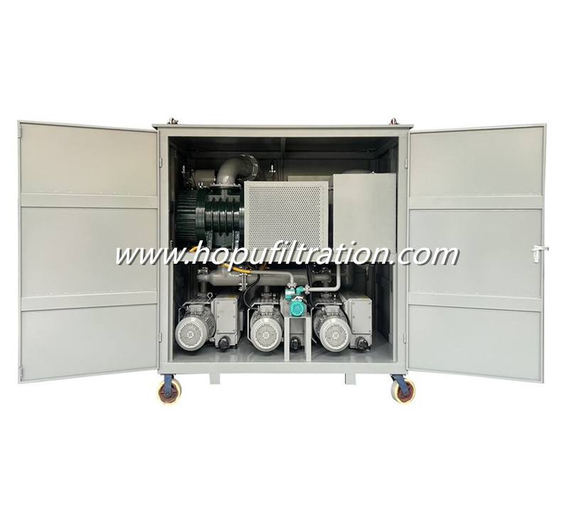 Double Stage Vacuum Pump Machine For Power Transformer Evacuation Unit