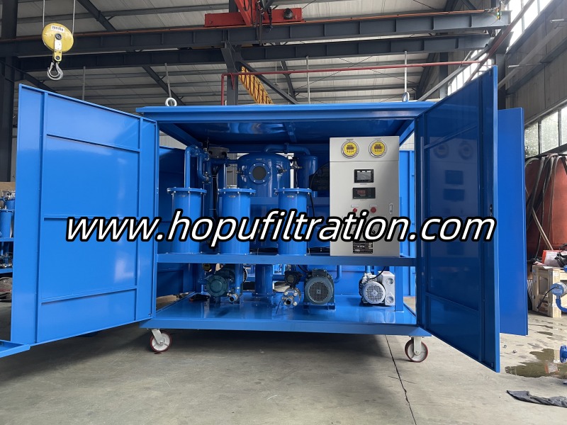 Weather-proof Enclosed Double Stage Vacuum Dehydration Degasification Transformer Oil Purifier